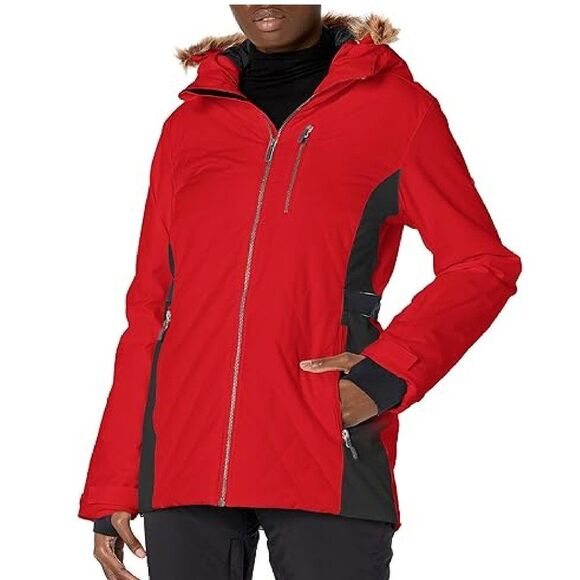 new SPYDER Coat, S, Crossover, Red/Black Furry trim hood, Zipper, Thumb holes - Picture 15 of 15